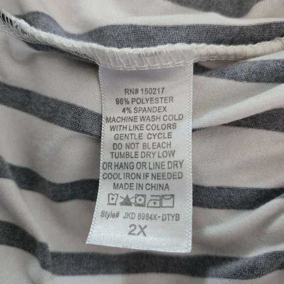 Vibe Sportswear 2X Womens Bue & White Striped Knit Maxi Dress Tie Belt - Picture 10 of 10